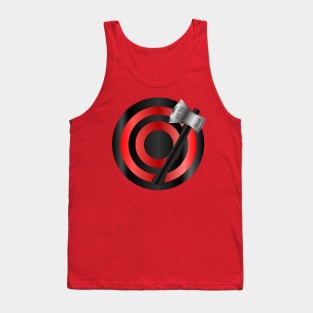 Engraved Black Handle Throwing Axe - Black Stripe Target Tank Top